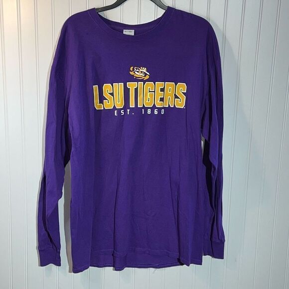 LSU Tigers Long Sleeve Tee Mens XLarge Purple And Gold Football Pro edge - Picture 1 of 11